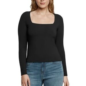 Express Black Square Neck Bodysuit cropped medium express spandex